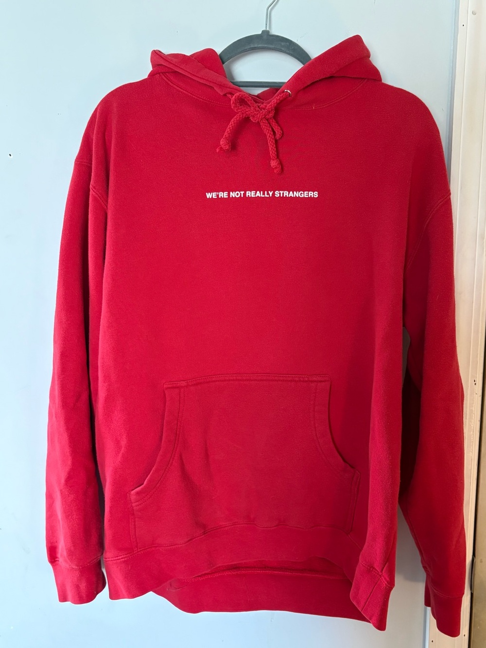 We're Not Really Strangers Hoodie Sweatshirt RED unisex MEDIUM